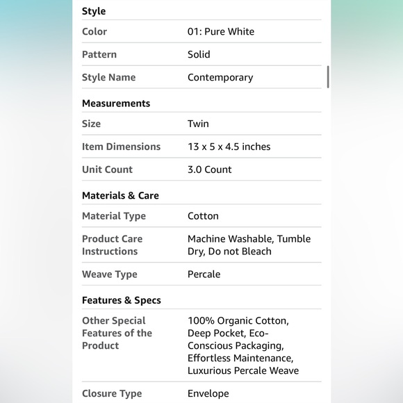 NEW Lane Linen White 100% Organic Cotton Percale Weave Twin Sheet Set Luxury - Picture 13 of 16